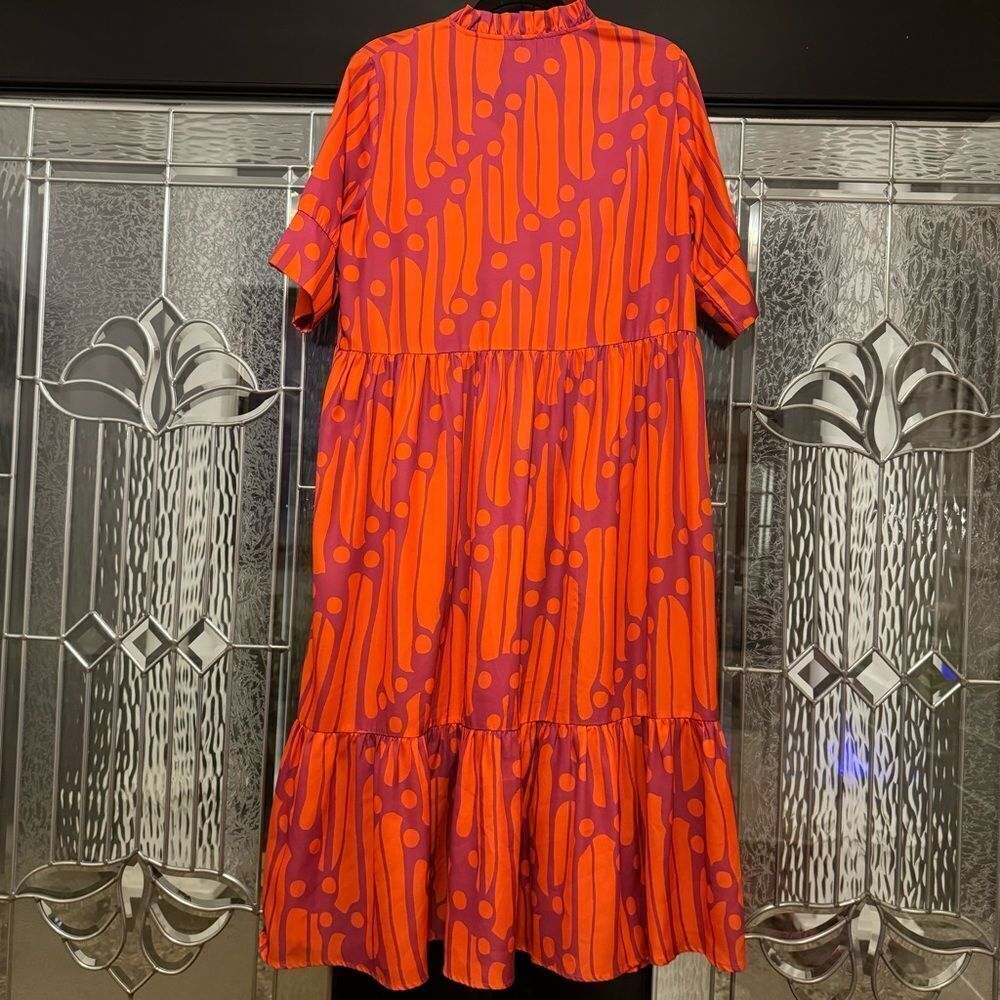 Collection by Cezele Orange & Purple Marmalade Dye Print Casual Long Midi Dress - Picture 12 of 12